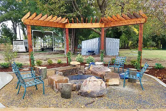 Pergola and fire pit
