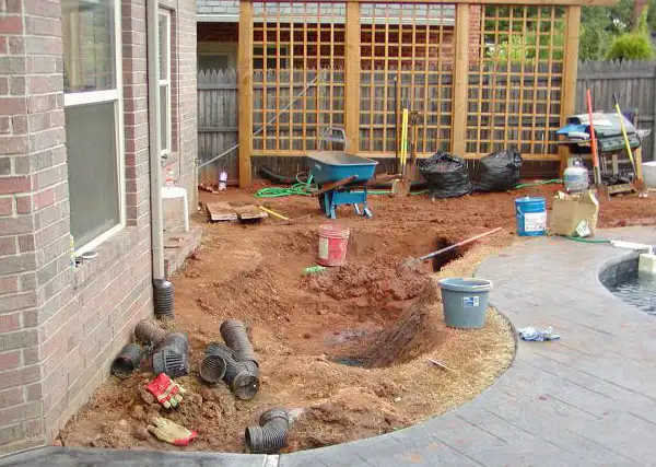 Waterfall, Pond, Front Stone Walkway Before Waterfall, Pond, Front Stone Walkway Before